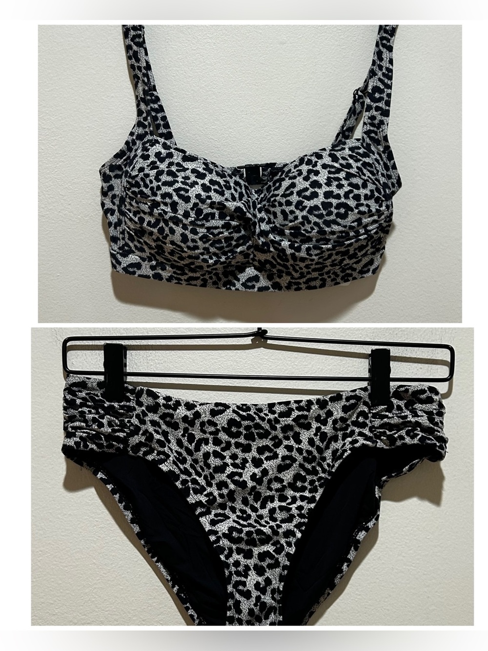 Nip Tuck Black and Grey Leopard Print Bikini - Women’s Size 6 - Australian Brand